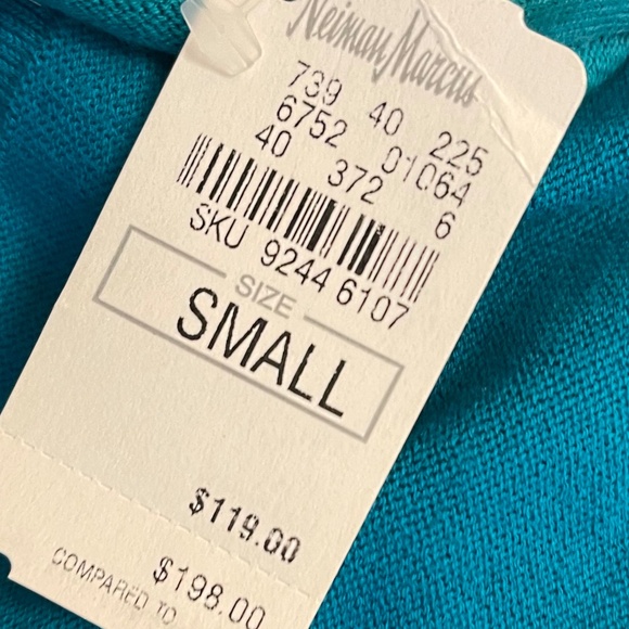 NWT! Neiman Marcus Tag! Nanette Lepore Teal Bow Cardigan SMALL - Picture 8 of 14